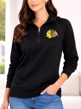 ’47 Brand Women's Chicago Blackhawks 1/4 Zip Pullover - Size Small - NWT